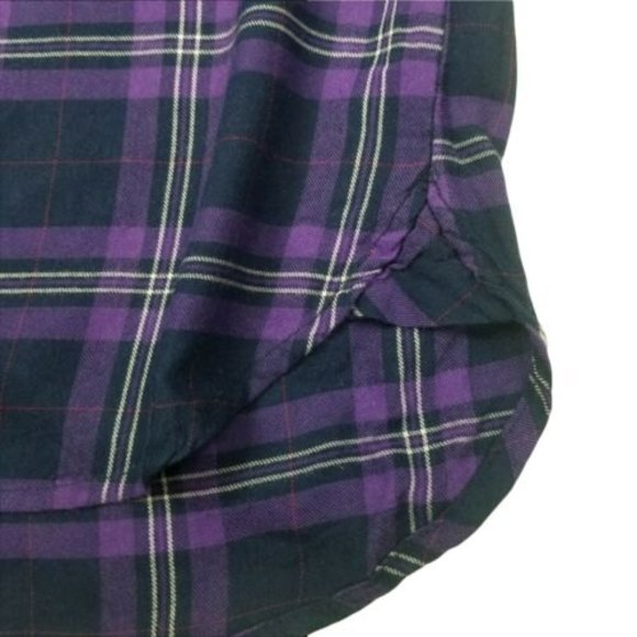 American Eagle Outfitters Soft Flannel Plaid Shirt Womens M Purple Viscose Blend - Picture 4 of 12
